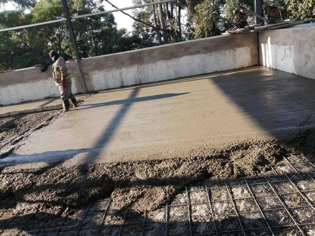 Reinforced concrete slab, roof level